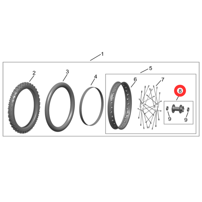 Hyper Bee Front Wheel Hub Assembly (14") - Surron Canada