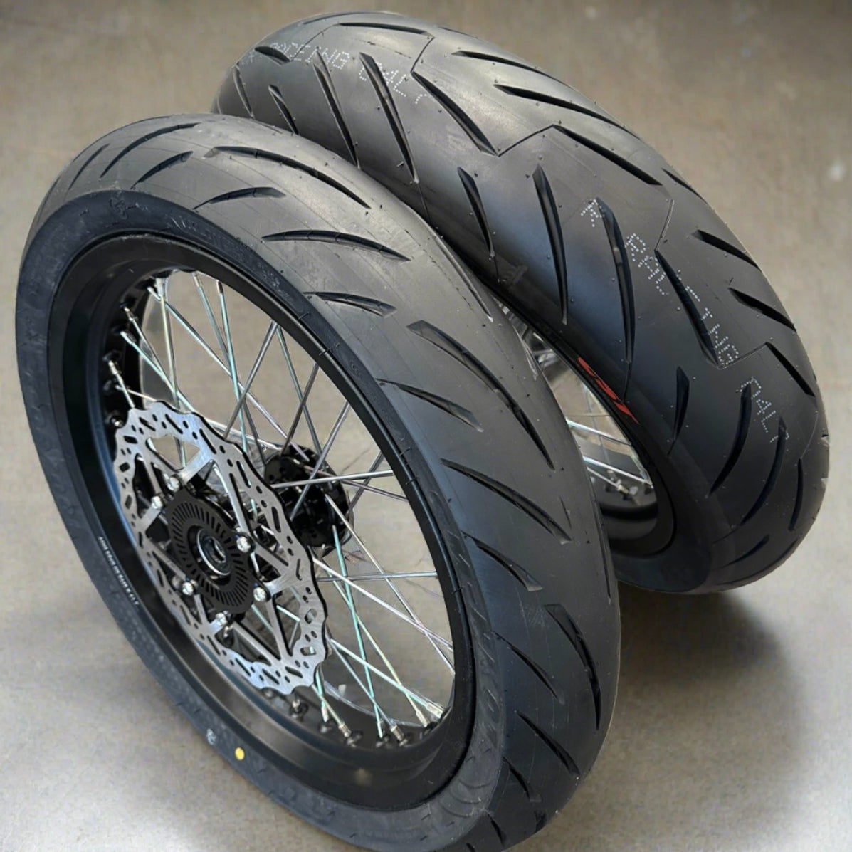 Silver Rim Motard Ultra Bee Supermoto Wheel Kit — Surron Canada